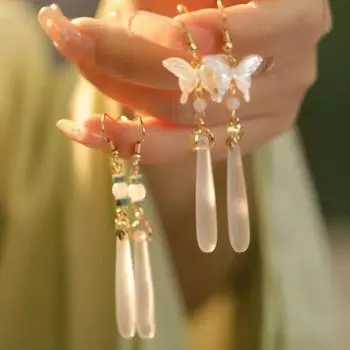 Серьги Новые китайские длинные антикварные серьги с кисточками Серьги-крючки для ушей Аксессуары премиум-класса