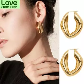 Серьги Новые латунные гальванизированные золотые серьги в форме женщин Простая мода бронзовый