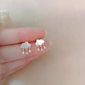 Серьги-облака, маленькие свежие серьги-капли из натуральной ракушки для женщин, милые серьги-капли из воды