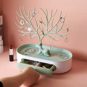 Серьги оленя, ожерелье, кольцо, подставка для ювелирных изделий, поднос, стеллажи для хранения дерева, держатель as the picture