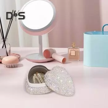 Серьги, ожерелье, шкатулка, компактный дорожный футляр, многоцелевая, сверкающая, в форме сердца, персонализированная шкатулка для украшений metal