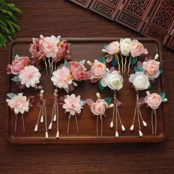 Серьги-палочки для волос в стиле ханьфу с цветком, набор шпилек в стиле ретро в китайском стиле, чонсам style 1