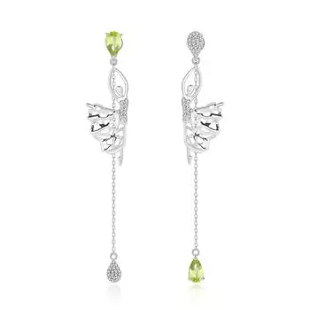 Серьги Paris Dancer с натуральными драгоценными камнями, серебро 925 пробы, позолоченное 18-каратным золотом, длинные серьги европейских и американских модных цветов