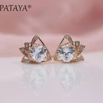 Серьги PATAYA цвета розового золота треугольные зеленые серьги с искусственным цирконом зелёный