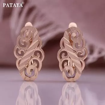 Серьги PATAYA из розового золота с срезанным цветком и волшебными облаками