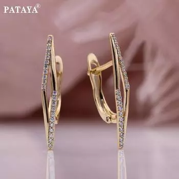 Серьги PATAYA с геометрическим ромбом, серьги цвета розового золота в стиле хип-хоп с ретушью лица