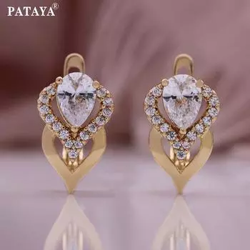 Серьги PATAYA с инкрустацией из искусственного циркона в форме капли, модные и изысканные белый
