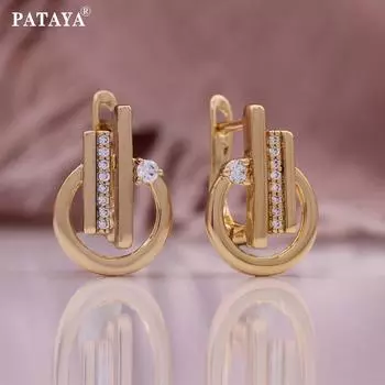 Серьги PATAYA с инкрустацией воском из белого искусственного циркона с геометрической индивидуальностью