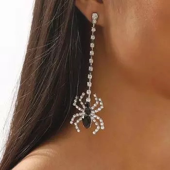 Серьги-пауки со стразами и насекомыми на Хэллоуин, милые, крутые, смешные, креативные, нишевые, индивидуальные серьги