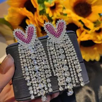 Серьги Peach Heart Flow Su Long, цветные серьги с микроцирконом, тонкая партия индивидуальности небесно-голубой