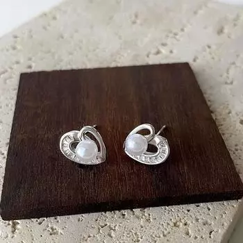 Серьги Pearl Love, французские ретро-серьги, легкие, роскошные, маленькие, в форме сердца, серьги в стиле Commuter Style
