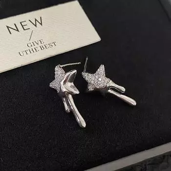 Серьги-пентаграммы, серьги-иглы из стерлингового серебра, высококачественные серьги, ювелирные изделия Yiwu, новые нишевые серьги-гвоздики для женщин