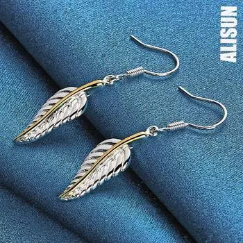 Серьги-перья для пирсинга из стерлингового серебра 925 пробы, модные свадебные украшения 4.00*0.90cm