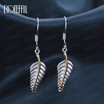 Серьги-перья для пирсинга из стерлингового серебра 925 пробы, модные свадебные украшения 0.90cm*4.00cm