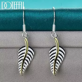 Серьги-перья из стерлингового серебра 925 пробы, модные украшения 4.00*0.90cm