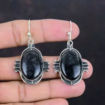 Серьги Picasso Jasper, очень красивые серьги с драгоценными камнями, достойные ювелирные изделия, серьги из стерлингового серебра 925 пробы, серьги ручной работы, украшения в стиле бохо, подарки для мамы