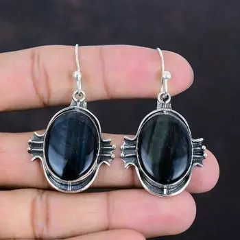 Серьги Pietersite, ювелирные изделия ручной работы, серьги из натурального драгоценного камня, серьги из стерлингового серебра 925 пробы, изящные ювелирные изделия, абсолютно новые серьги, подарки на годовщину