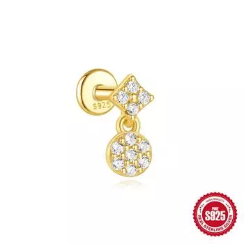 Серьги-пирсинги с плоской головкой из стерлингового серебра 925 пробы, подсолнух, жемчуг, звезда, кисточка, деликатные, для наслаивания, пирсинг, взрывные серьги