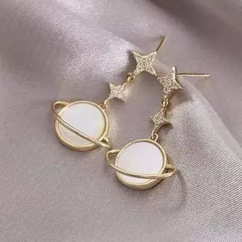 Серьги-планеты, женская индивидуальность, изысканное чувство, элегантный и простой темперамент, модные серьги белый