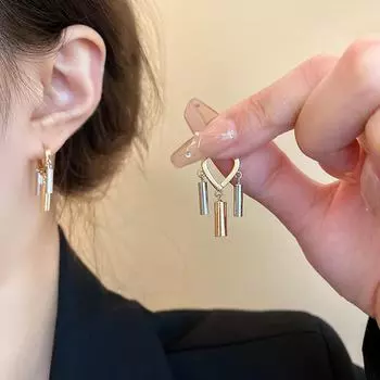 Серьги-планки из стерлингового серебра с геометрической формой — элегантные, универсальные, в стиле знаменитостей золотой