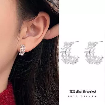 Серьги-плетенки из серебра Banyan Tree S925: Мода 2024 года на все случаи жизни ES2978 серебряный