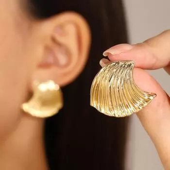 Серьги-плиссе из титановой стали для женщин, новые серьги в форме сердца неправильной круглой и квадратной формы, тренд в винтажном стиле