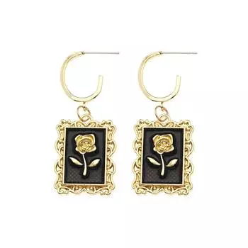 Серьги-подарок на День матери, серьги-розы, женские повседневные аксессуары One Size чёрный