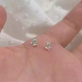 Серьги-подсолнухи - дикие, свежие, простые, маленькие, изысканные ушки и серьги