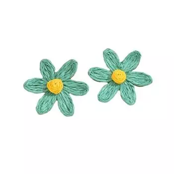 Серьги-подсолнухи из рафии, серьги-гвоздики в этническом стиле с цветком, милые плетеные аксессуары для ушей, праздничные фиолетовый