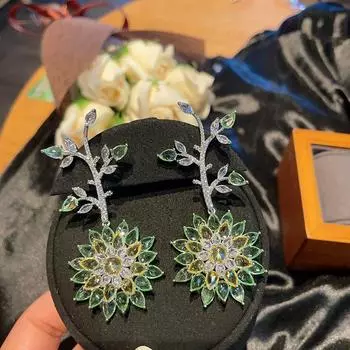 Серьги-подсолнухи с уникальным индивидуальным дизайном, сверкающие серьги Mori Color Zircon розовый