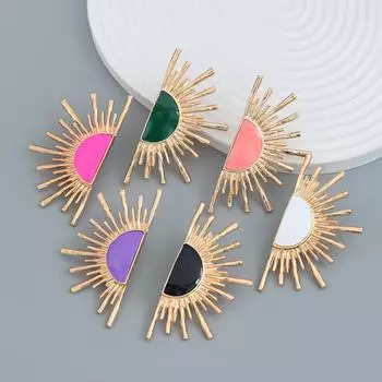 Серьги Подсолнухи: Смелый цветочный дизайн из сплава для женщин, идеальный вариант для летних вечеринок розы красного