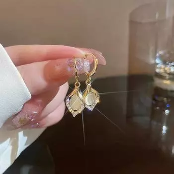 Серьги-подвески «Ангельский глаз» с опалом