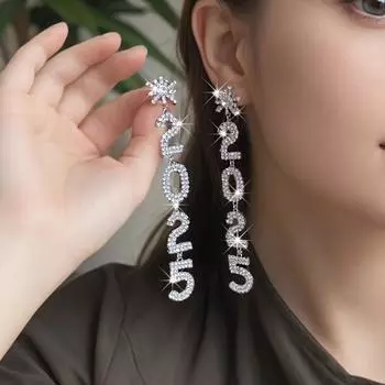 Серьги-подвески Bling 2025 — сверкающие стразы, штифты из нержавеющей стали, идеально подходят для Нового года и вечеринок