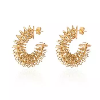 Серьги-подвески C-типа из титановой стали с золотым покрытием в стиле «Нишевая пружина» в стиле «Тяжелая промышленность»