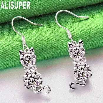 Серьги-подвески для пирсинга Cat AAA из стерлингового серебра 925 пробы с цирконием, модные украшения для свадьбы 3.50*0.80cm
