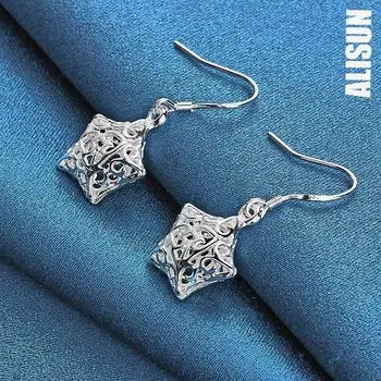 Серьги-подвески для пирсинга в форме полой звезды из стерлингового серебра 925 пробы, модные свадебные украшения 3.00*1.40cm