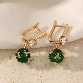 Серьги-подвески для женщин 2025 Новая мода Циркониевые серьги-подвески Золотые украшения Свадебные аксессуары для вечеринки зелёный