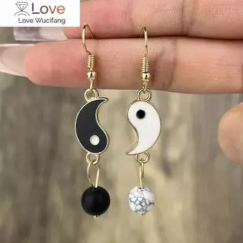 Серьги-подвески Drip Oil Tai Chi Gossip для женщин, модные простые женские романтические серьги-подвески с шариками, оптовая продажа ювелирных изделий с фабрики