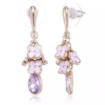 Серьги-подвески Estele с подвесками в форме цветка из белой эмали из розового золота для девочек