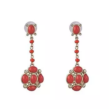 Серьги-подвески Estele с позолотой 24 карата и оранжевыми бусинами