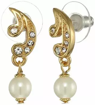 Серьги-подвески Estele с родиевым покрытием и жемчугом небесного ветра, золото, один размер (8864)