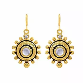 Серьги-подвески Gehena by Estele золотистого цвета с игривым восходом солнца для девочек и женщин