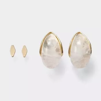 Серьги-подвески GU by Uniqlo с прозрачными металлами