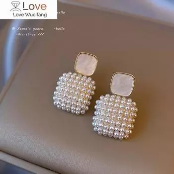Серьги-подвески High Sense Simple Rice Pearl White Square для женщин в новых корейских модных ювелирных изделиях для девушек, сексуальные аксессуары