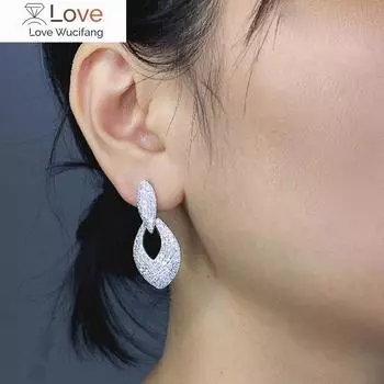 Серьги-подвески Huitan Bling Bling Silver Color для женщин, аксессуары для темперамента, свадебные помолвочные тенденции, ювелирные изделия Eternity