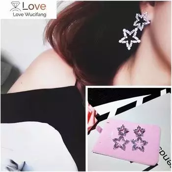 Серьги-подвески Huitan Double Star с кристаллами геометрической формы Cz для женщин, стильные серьги для танцевальной вечеринки для девушек, модные ювелирные изделия