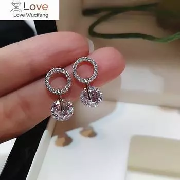 Серьги-подвески Huitan Korean Partysu Style Brilliant Cubic Zirconia Women, 4 цвета, простые, стильные, женские, нежные, ювелирные изделия белый