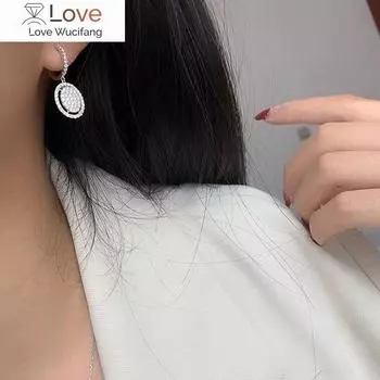 Серьги-подвески Huitan Oval для женщин, роскошные серьги с кубическим цирконием, блестящие, женские, простые, классические ювелирные изделия