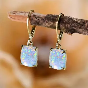 Серьги-подвески из белого и синего огненного опала для женщин, ювелирные изделия в стиле бохо, серебряные, золотистые, цветные серьги-подвески серебряный/белый