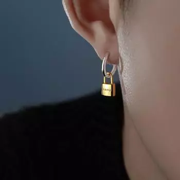 Серьги-подвески из цинкового сплава с минималистичным замком, креативные серьги-гвоздики с замком и крючком для ушей в подарок lock earrings